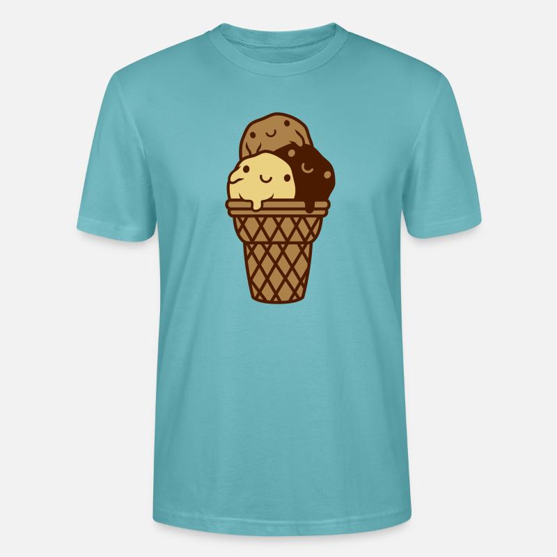 Süße 3 Eiskugeln Waffel - Stanley/Stella Unisex Bio-T-Shirt CRAFTER - Pastelltürkis
