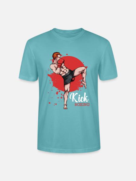 Kickboxer im Roten Hintergrund - Stanley/Stella Unisex Bio-T-Shirt CRAFTER - Pastelltürkis