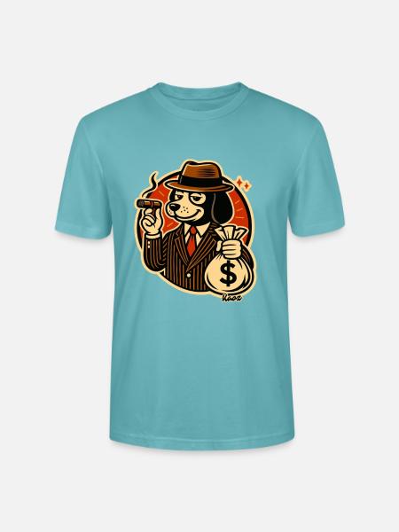Gängsterhund im Anzug mit Geldsack - Stanley/Stella Unisex Bio-T-Shirt CRAFTER - Pastelltürkis