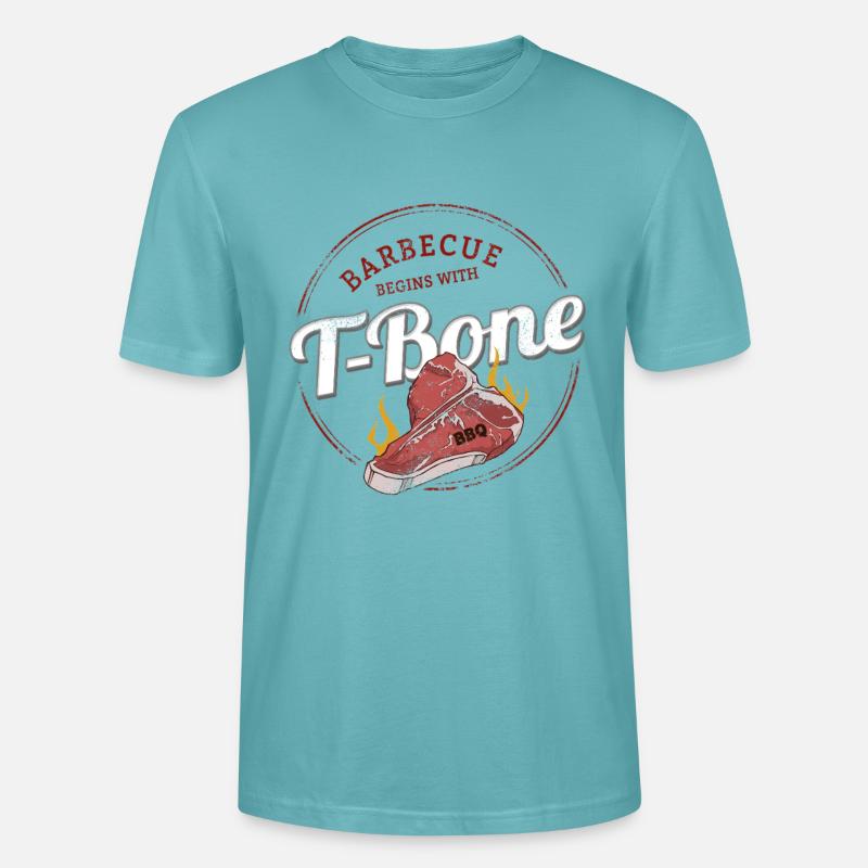 T-Bone-Steak Barbecue Rindfleisch BBQ Design - Stanley/Stella Unisex Bio-T-Shirt CRAFTER - Pastelltürkis