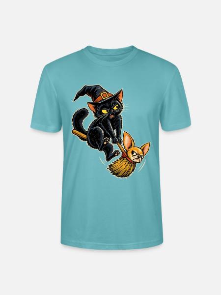 Halloween Hexenkatze mit störrischem - Stanley/Stella Unisex Bio-T-Shirt CRAFTER - Pastelltürkis