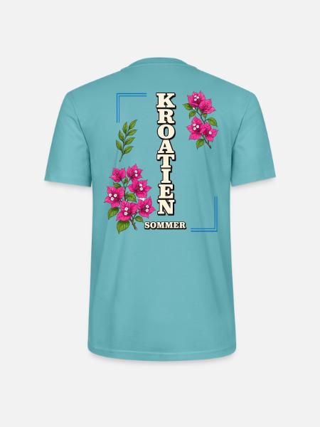 Kroatien Sommer mit Bougainvillea-Blüten - Stanley/Stella Unisex Bio-T-Shirt CRAFTER - Pastelltürkis