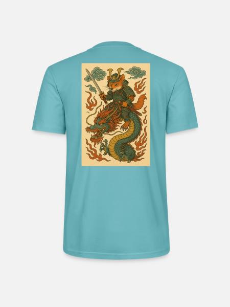 Fuchskrieger und Drachen in Kampfform - Stanley/Stella Unisex Bio-T-Shirt CRAFTER - Pastelltürkis