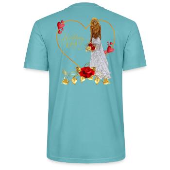 Red Rose Wedding Day - Stanley/Stella CRAFTER Unisex Organic T-Shirt - pastel turquoise - Back - Michal (187cm)
