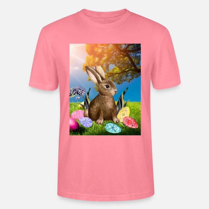Spring Easter bunny with Easter eggs - Stanley/Stella CRAFTER Unisex Organic T-Shirt - pink joy 