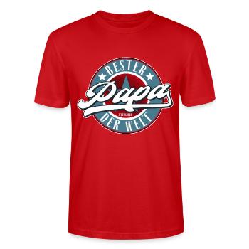 Papa Shirt - Bester Papa der Welt - Stanley/Stella Unisex Bio-T-Shirt CRAFTER - Rot - Vorne - Alina (178cm) & Michal (187cm)