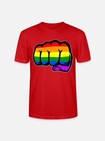 Regenbogenflagge Hand Faust - Stanley/Stella Unisex Bio-T-Shirt CRAFTER - Rot
