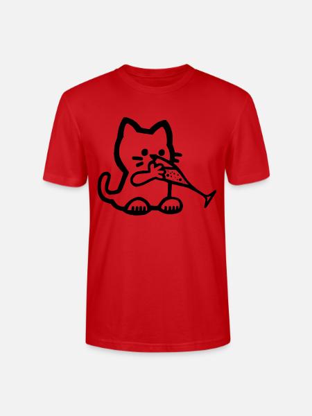 Durstiges Kätzchen (Schwarz) - Stanley/Stella Unisex Bio-T-Shirt CRAFTER - Rot