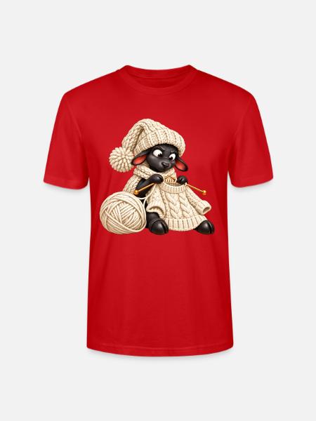 Schwarzes Schaf strickt einen Wollpullover - Stanley/Stella Unisex Bio-T-Shirt CRAFTER - Rot