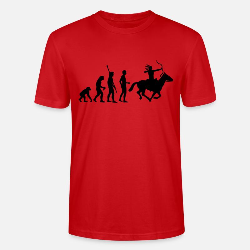 evolution_indianer - Stanley/Stella CRAFTER Unisex Organic T-Shirt - red