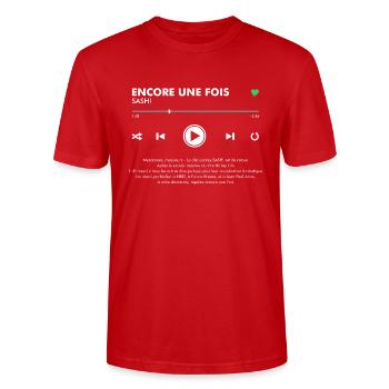 ENCORE UNE FOIS - Play Button & Lyrics - Stanley/Stella Unisex Bio-T-Shirt CRAFTER - Rot - Vorne - Alina (178cm) & Michal (187cm)