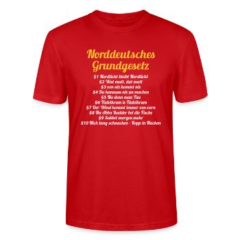 Norddeutsches Grundgesetz - Stanley/Stella Unisex Bio-T-Shirt CRAFTER - Rot - Vorne - Alina (178cm) & Michal (187cm)