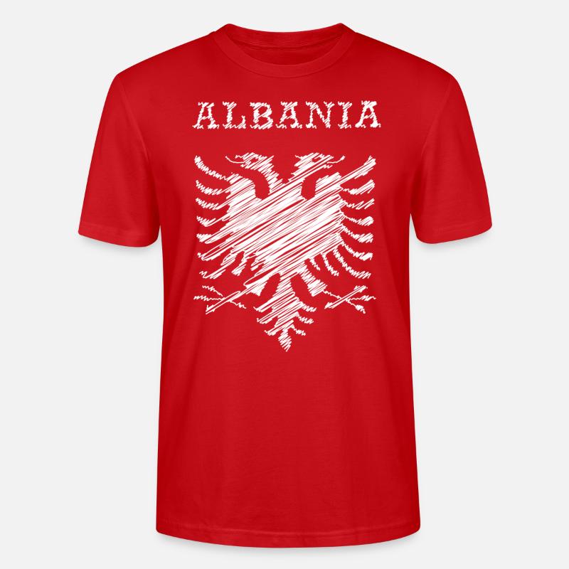 Albania, scribble white - T-shirt bio CRAFTER Stanley Stella Unisexe - rouge