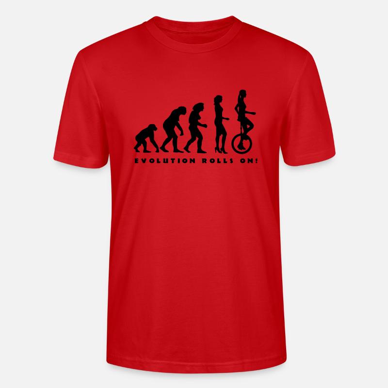 evolution_einradfahrerin_1c_b - T-shirt bio CRAFTER Stanley Stella Unisexe - rouge