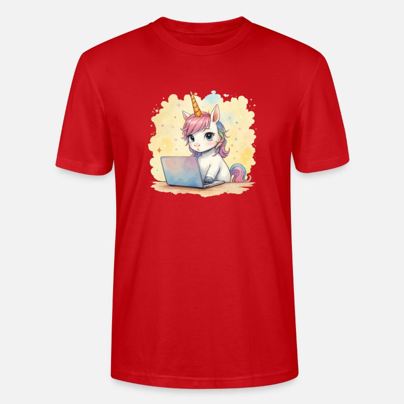 programmierendes Einhorn - Stanley/Stella Unisex Bio-T-Shirt CRAFTER - Rot