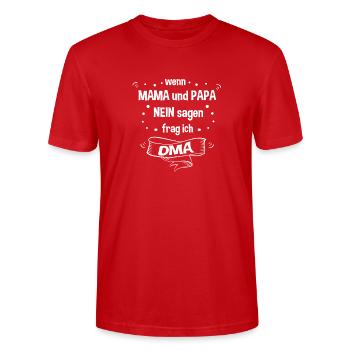 wenn Mama und Papa nein sagen frag ich Oma - Stanley/Stella Unisex Bio-T-Shirt CRAFTER - Rot - Vorne - Alina (178cm) & Michal (187cm)