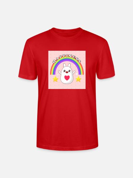 Happiness Hase mit Regenbogen - Stanley/Stella Unisex Bio-T-Shirt CRAFTER - Rot