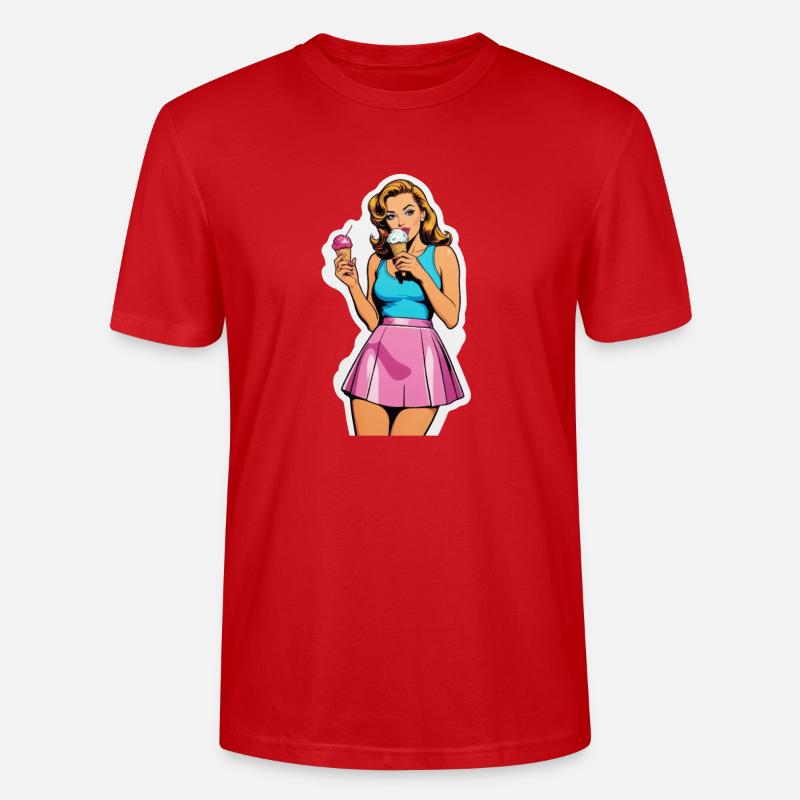Retro Mädchen Eis essen - Stanley/Stella Unisex Bio-T-Shirt CRAFTER - Rot