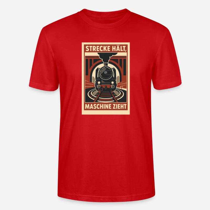 Railway Track Holds Machine Pulls - Stanley/Stella CRAFTER Unisex Organic T-Shirt - red