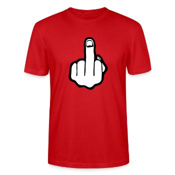 fuck you, middle finger - T-shirt bio CRAFTER Stanley Stella Unisexe - rouge - Devant - Alina (178cm) & Michal (187cm)