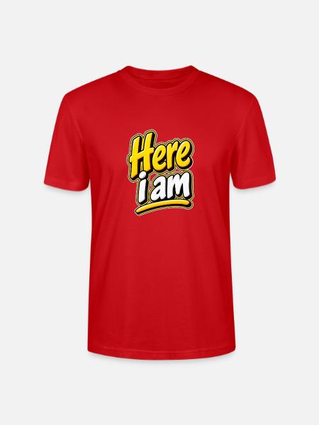 Hier bin ich bunter Schriftzug - Stanley/Stella Unisex Bio-T-Shirt CRAFTER - Rot
