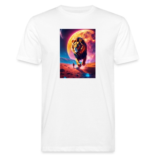 leon corriendo en la luna - Camiseta ecológica hombre