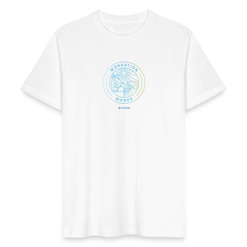 Workation works - Logo - blue multicoloured - Ekologiczna koszulka męska