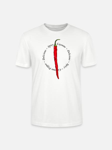 Cayennepeber Chili Hot Scharf Paprika Essen Mad - Stanley Stella CRAFTER unisex økologisk-T-shirt - hvid