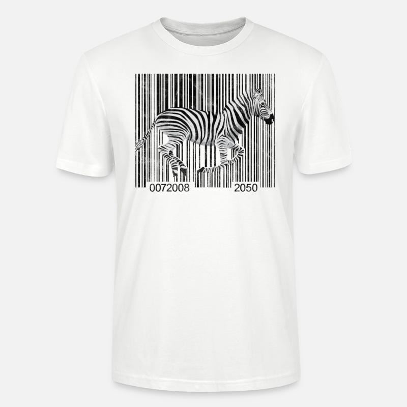 Zebra Barcode Running Graphic - T-shirt bio CRAFTER Stanley Stella Unisexe - blanc