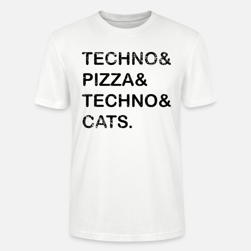 Techno Pizza Techno Cat's Gift - Stanley/Stella CRAFTER Unisex Organic T-Shirt - white