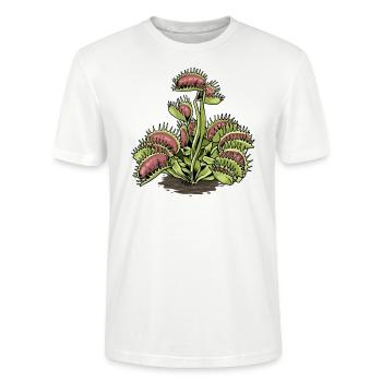 Fleischfressende Pflanze Venus Fliegenfalle - Stanley/Stella Unisex Bio-T-Shirt CRAFTER - Weiß - Vorne - Alina (178cm) & Michal (187cm)