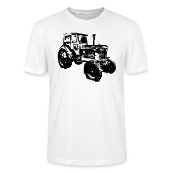 Farmer tractor trecker acres DDR LPG gift - Stanley/Stella CRAFTER Unisex Organic T-Shirt - white - Front - Alina (178cm) & Michal (187cm)