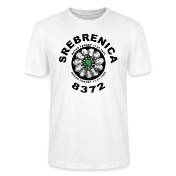 In Erinnerung an Srebrenica - Stanley/Stella Unisex Bio-T-Shirt CRAFTER - Weiß - Vorne - Alina (178cm) & Michal (187cm)