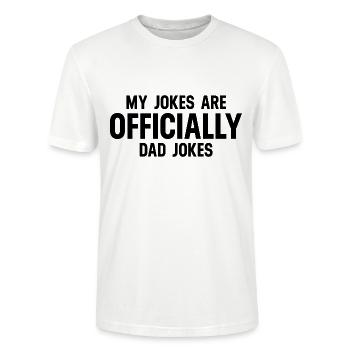 Meine Witze sind offiziell Papa Witze - Stanley/Stella Unisex Bio-T-Shirt CRAFTER - Weiß - Vorne - Alina (178cm) & Michal (187cm)