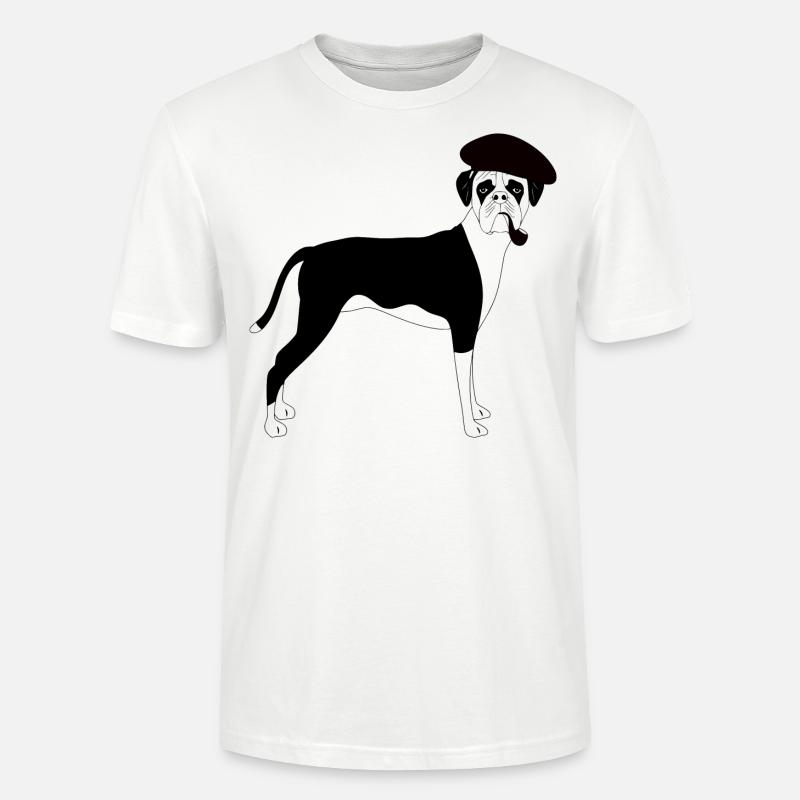 Pipe à fumer pour chien boxer avec béret - T-shirt bio CRAFTER Stanley Stella Unisexe - blanc