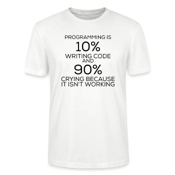 Funny saying programming programming - Stanley/Stella CRAFTER Unisex Organic T-Shirt - white - Front - Alina (178cm) & Michal (187cm)