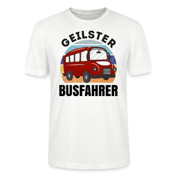 Geilster Busfahrer Omnibus Bus Geschenk Spruch - Stanley/Stella Unisex Bio-T-Shirt CRAFTER - Weiß - Vorne - Alina (178cm) & Michal (187cm)