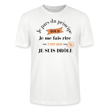 Blague humoristique, phrase drôle et narcissique - T-shirt bio CRAFTER Stanley Stella Unisexe - blanc - Devant - Alina (178cm) & Michal (187cm)