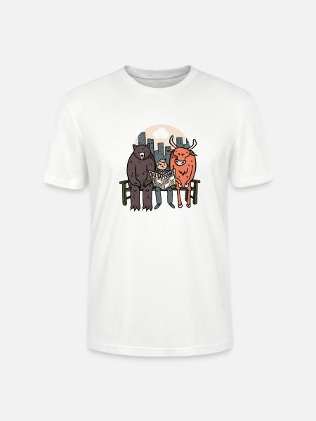 Bull And Bear - Funny Crypto/Stocks - Stanley/Stella CRAFTER Unisex Organic T-Shirt - white