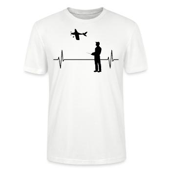 RC Modèle d’avion Flight Heartbeat Line Cadeau - T-shirt bio CRAFTER Stanley Stella Unisexe - blanc - Devant - Alina (178cm) & Michal (187cm)