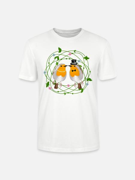 Robin Bird Wedding - Stanley/Stella CRAFTER Unisex Organic T-Shirt - white