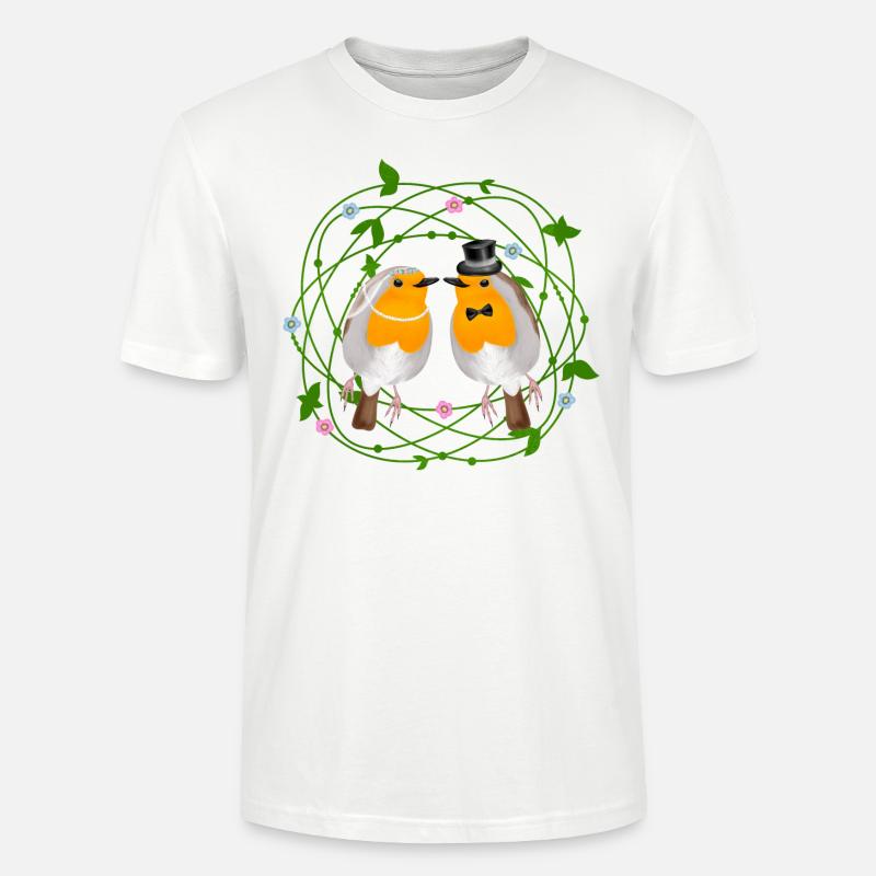 Rotkehlchen Vogel Hochzeit - Stanley/Stella Unisex Bio-T-Shirt CRAFTER - Weiß