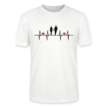 Se marier Petit ami Petite amie Mariage Amour Mariage - T-shirt bio CRAFTER Stanley Stella Unisexe - blanc - Devant - Alina (178cm) & Michal (187cm)