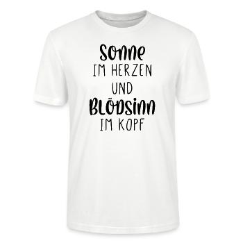 Sonne im Herzen und Blödsinn im Kopf - Stanley/Stella Unisex Bio-T-Shirt CRAFTER - Weiß - Vorne - Alina (178cm) & Michal (187cm)