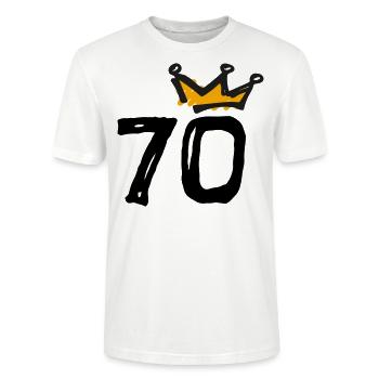 70th birthday Krone - Stanley/Stella CRAFTER Unisex Organic T-Shirt - white - Front - Alina (178cm) & Michal (187cm)