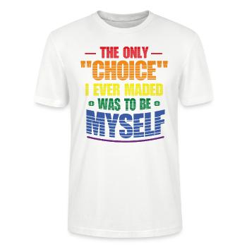 Die einzige Wahl, war ich selbst, Transgender - Stanley/Stella Unisex Bio-T-Shirt CRAFTER - Weiß - Vorne - Alina (178cm) & Michal (187cm)