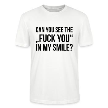 CAN YOU SEE THE FUCK YOU IN MY SMILE funny quote - Stanley/Stella Unisex Bio-T-Shirt CRAFTER - Weiß - Vorne - Alina (178cm) & Michal (187cm)