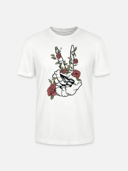 Friedenszeichen Skelett Positivität Frieden - Stanley/Stella Unisex Bio-T-Shirt CRAFTER - Weiß