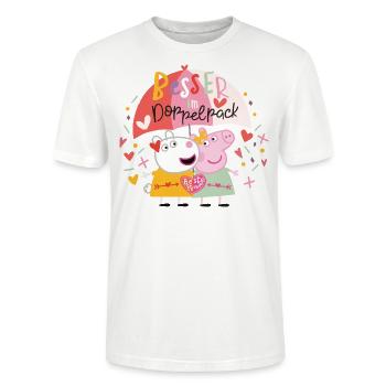 Peppa Wutz Und Luzie Locke Beste Freunde - Stanley/Stella Unisex Bio-T-Shirt CRAFTER - Weiß - Vorne - Alina (178cm) & Michal (187cm)