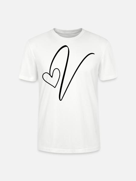 Letter V letter V Calligraphy - Stanley/Stella CRAFTER Unisex Organic T-Shirt - white